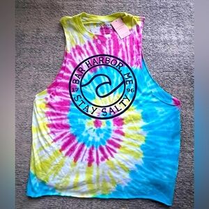 NWT Southern Spirit Tie Dye Sleeveless Tank Cropped Tee Sz L